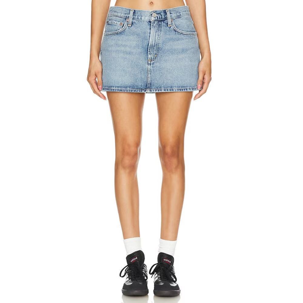 Agolde Alek 100% Cotton Mid-Rise Denim A-Line Mini Skirt Blue Women's Size 29